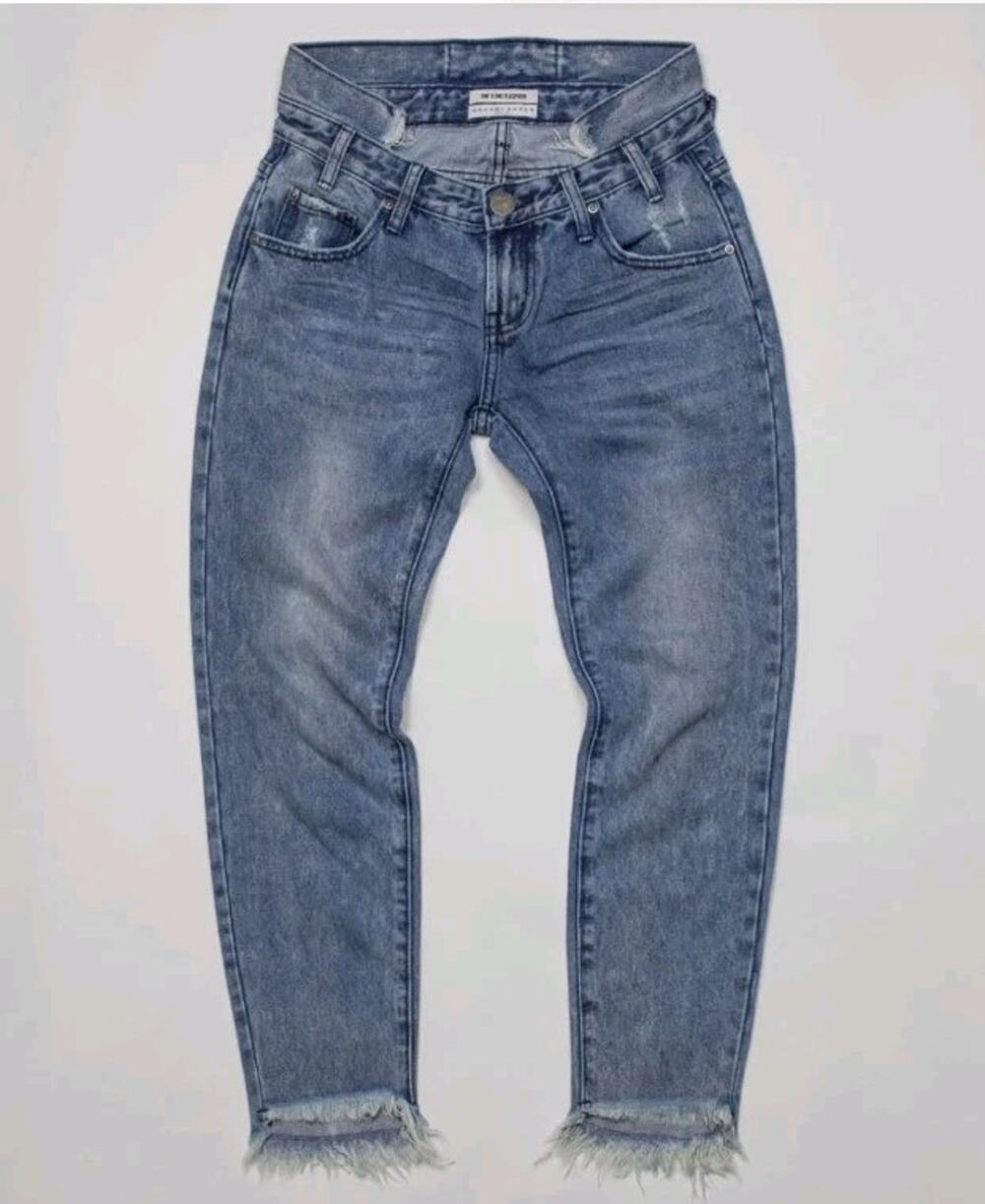 One Teaspoon Jeans Womens 27 Freebirds Society Rigid Foldover Low Rise Frayed
